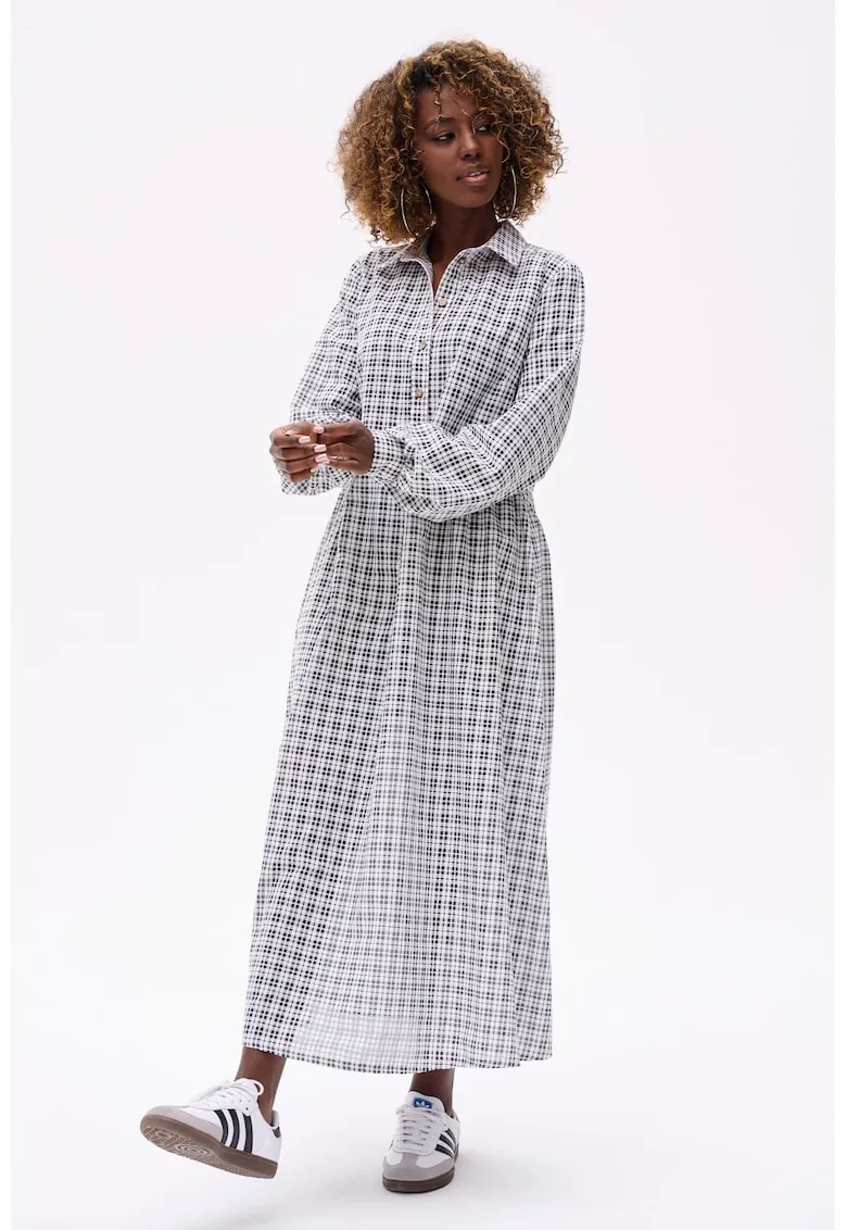 Rochie-camasa cu imprimeu in carouri Kora
