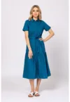 Rochie-camasa cu maneci scurte - Albastru petrol -