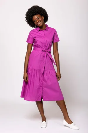 Rochie-camasa cu maneci scurte - Roz fandango -
