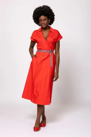 Rochie-camasa cu maneci scurte si o curea - Corai -