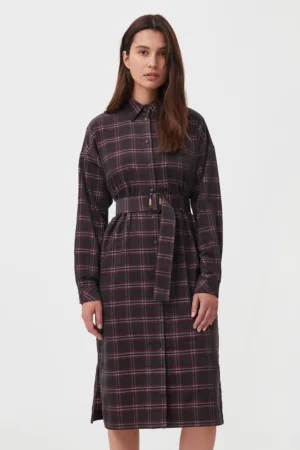 Rochie-camasa cu model in carouri si curea asortata