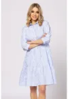 Rochie-camasa cu model in dungi - Albastru pastel - Alb optic -
