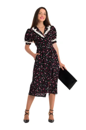 Rochie-camasa cu model si maneci bufante Maisie