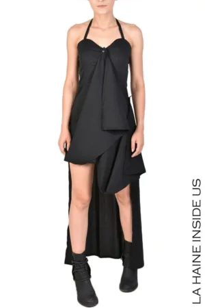 Rochie camasa cu nasturi frontali si panglici ajustabile