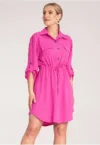 Rochie camasa dama -  fucsia - poliester -