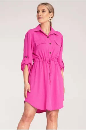 Rochie camasa dama - fucsia - poliester -