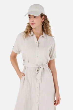 Rochie-camasa din amestec de in cu cordon
