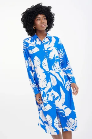 Rochie-camasa din amestec de in cu model