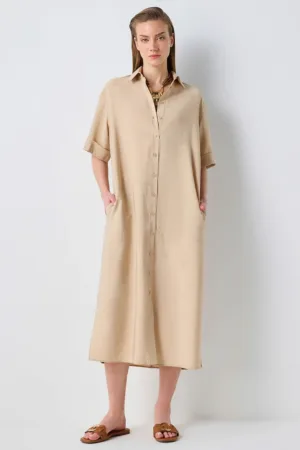 Rochie-camasa din amestec de modal cu slituri laterale