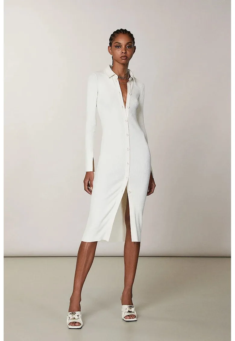 Rochie-camasa din amestec de vascoza - cu maneci lungi