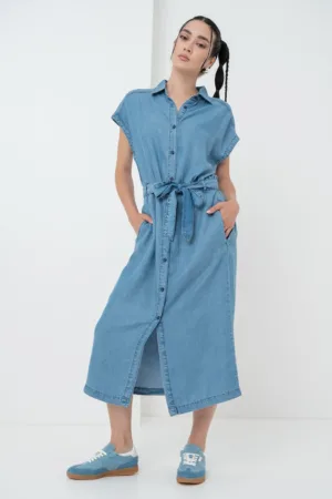 Rochie-camasa din chambray din lyocell