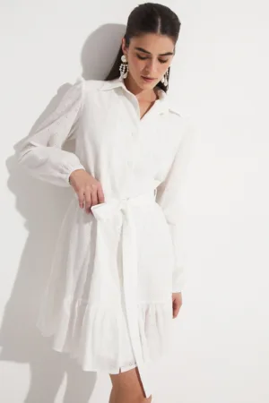 Rochie-camasa din dantela sangallo cu broderie