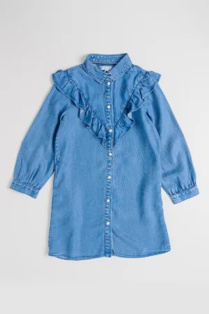 Rochie-camasa din lyocell cu volan