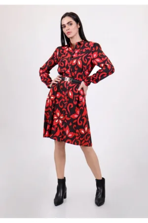 Rochie-camasa din viscoza - cu imprimeu floral