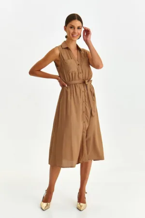 Rochie-camasa evazata cu buzunare aplicate - fara maneci