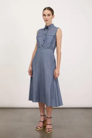 Rochie-camasa evazata cu buzunare cu clapa