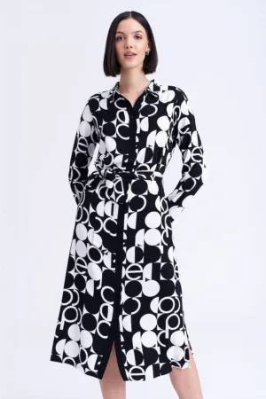 Rochie-camasa evazata cu imprimeu