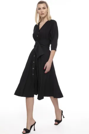 Rochie-camasa evazata cu un cordon