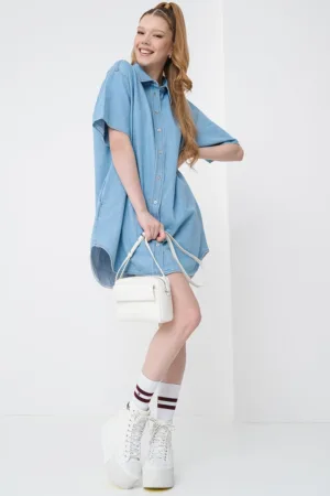 Rochie-camasa lejera din denim