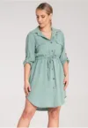 Rochie camasa  menta - croiala lejera - maneci lungi - 95% poliester - 5% elastan -