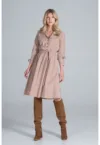 Rochie camasa midi  bej - cu centura - viscoza