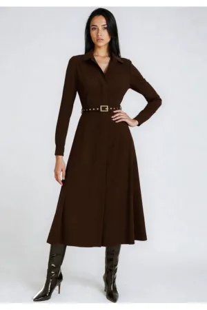 Rochie-camasa midi cu amestec de viscoza Sylvie