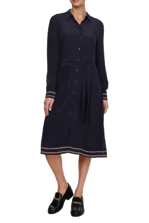 Rochie-camasa midi cu detalii in dungi