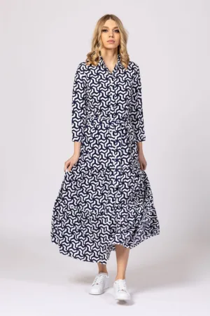 Rochie-camasa midi cu model floral Valida