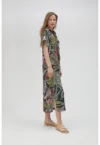 Rochie-camasa midi cu model tropical
