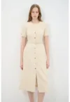 Rochie-camasa midi cu o curea in talie