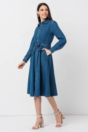 Rochie-camasa midi din denim