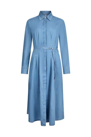 Rochie-camasa midi din denim cu buzunare