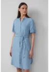 Rochie-camasa midi din material Chambray