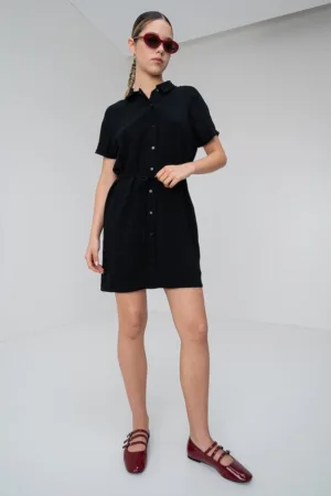 Rochie-camasa mini cu un cordon in talie