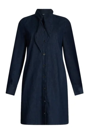 Rochie-camasa mini de denim cu funda