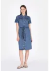 Rochie-camasa slim-fit din denim