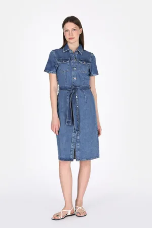 Rochie-camasa slim-fit din denim