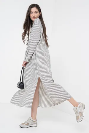 Rochie-camasa supradimensionata cu dungi