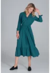 Rochie camasa  verde - cu centura - poliester -