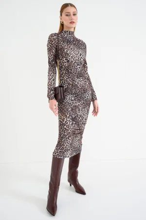 Rochie cambrata cu animal print Nardonnay