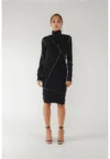 Rochie cambrata de bumbac cu benzi contrastante