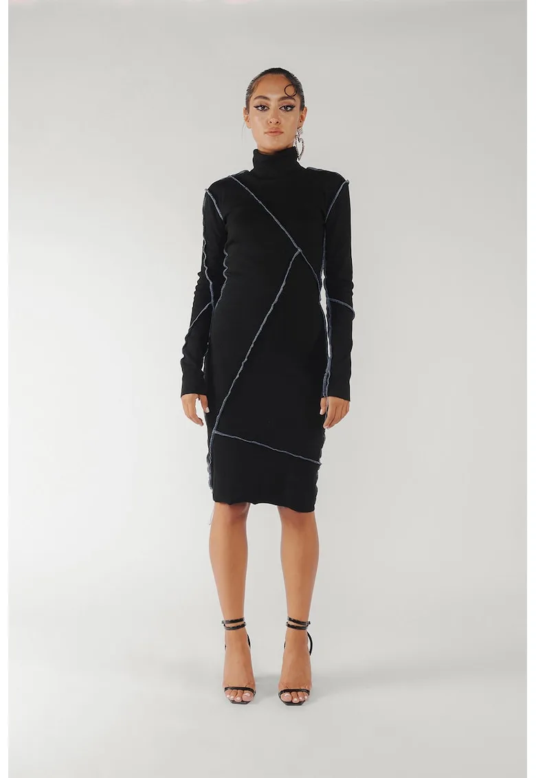 Rochie cambrata de bumbac cu benzi contrastante