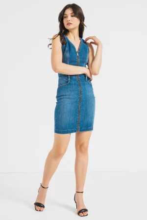 Rochie cambrata din denim