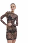 Rochie cambrata semitransparenta cu animal print
