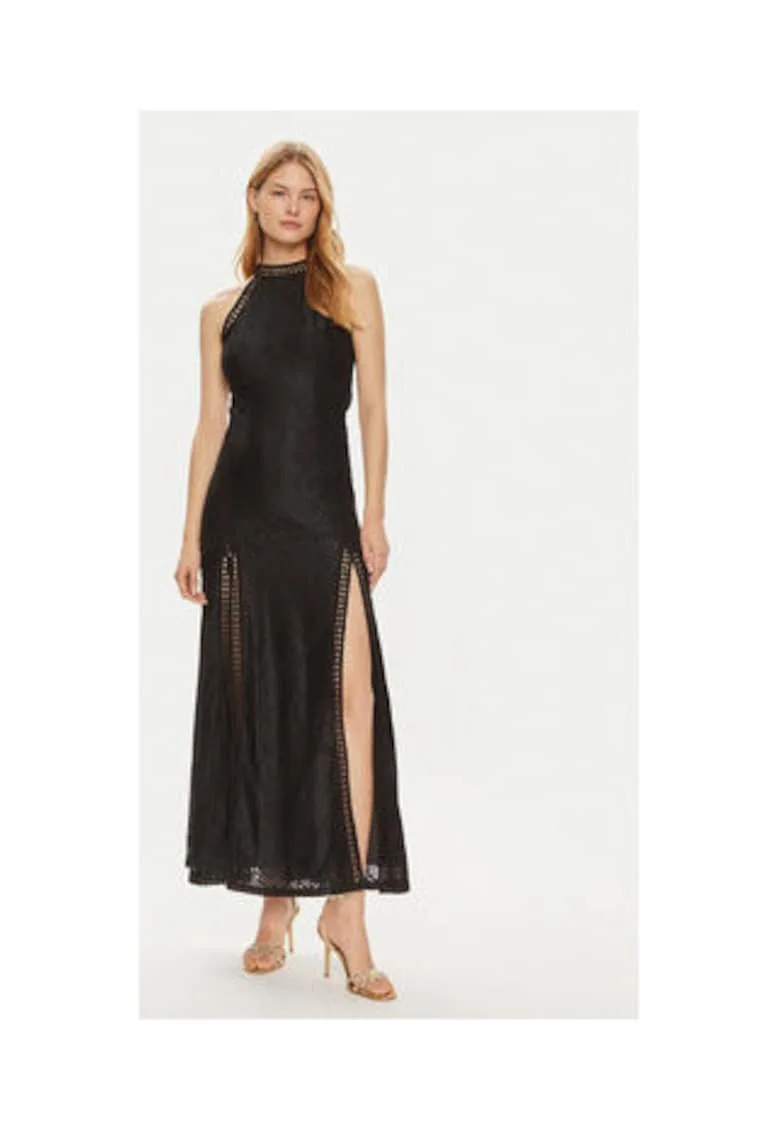 Rochie cambrata uni cu guler inalt