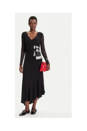 Rochie casual Dama -  Negru - 91% viscoza - 8% poliester - 1% elastan -