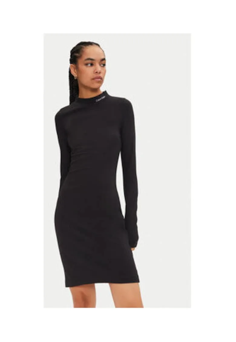 Rochie casual Dama - negru - 66% viscoza - 30% poliamida - 4% elastan -