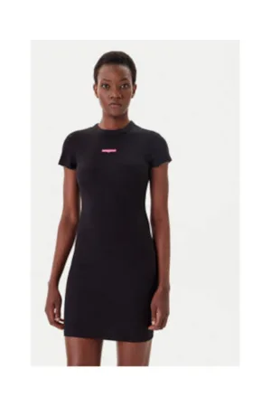 Rochie casual Dama -  negru - bumbac-elastan