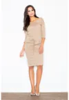 Rochie casual -  bej - bumbac - model larg