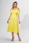 Rochie casual-eleganta cu model tip funda pe bust Sergia Galbena